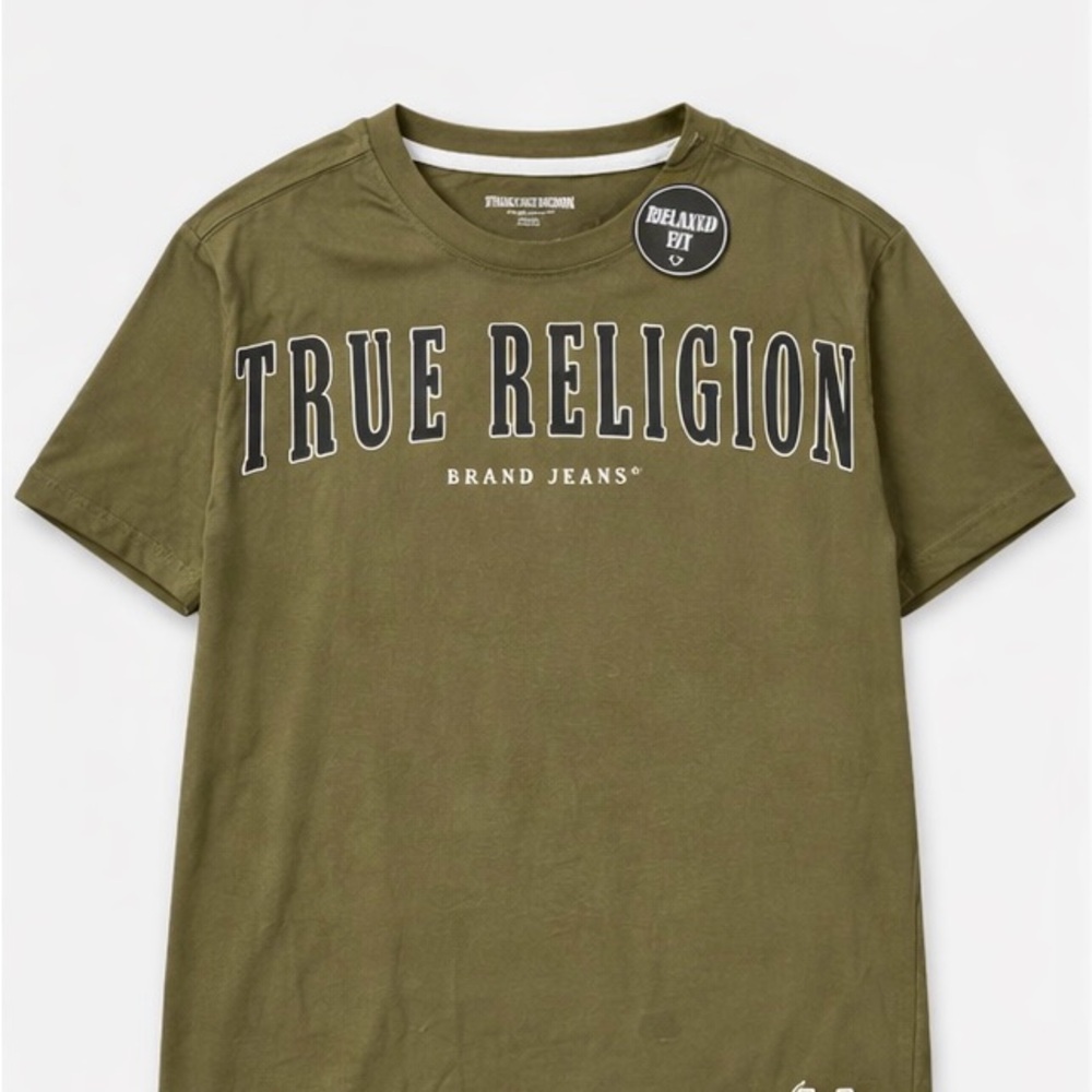 NWT True Religion Olive Logo Tee Youth M 10/12